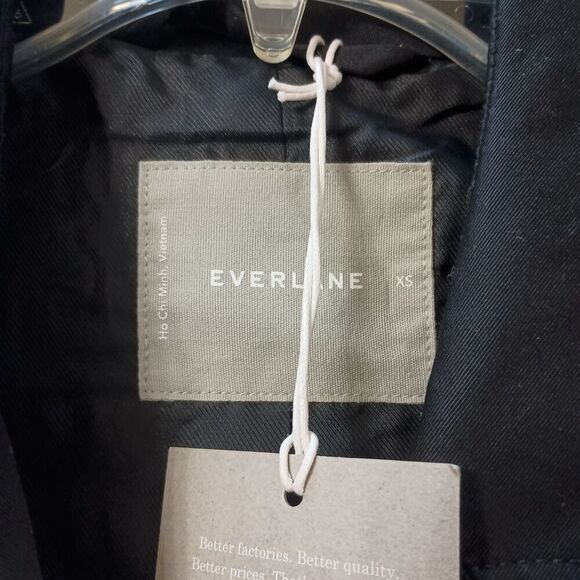 Everlane The Trench Coat Womens XS Black Double Breasted Belted Black Lined NWT - Picture 7 of 10
